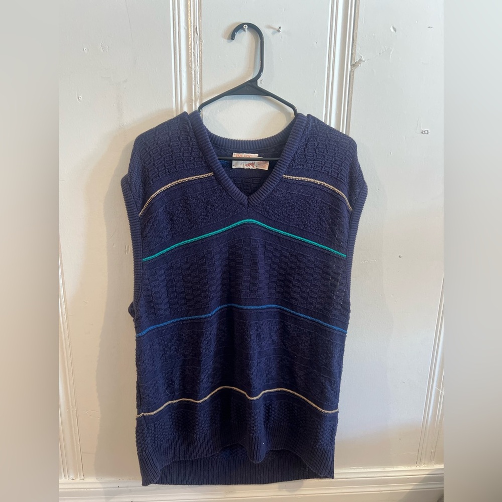 Navy Blue Knit Sweater Vest